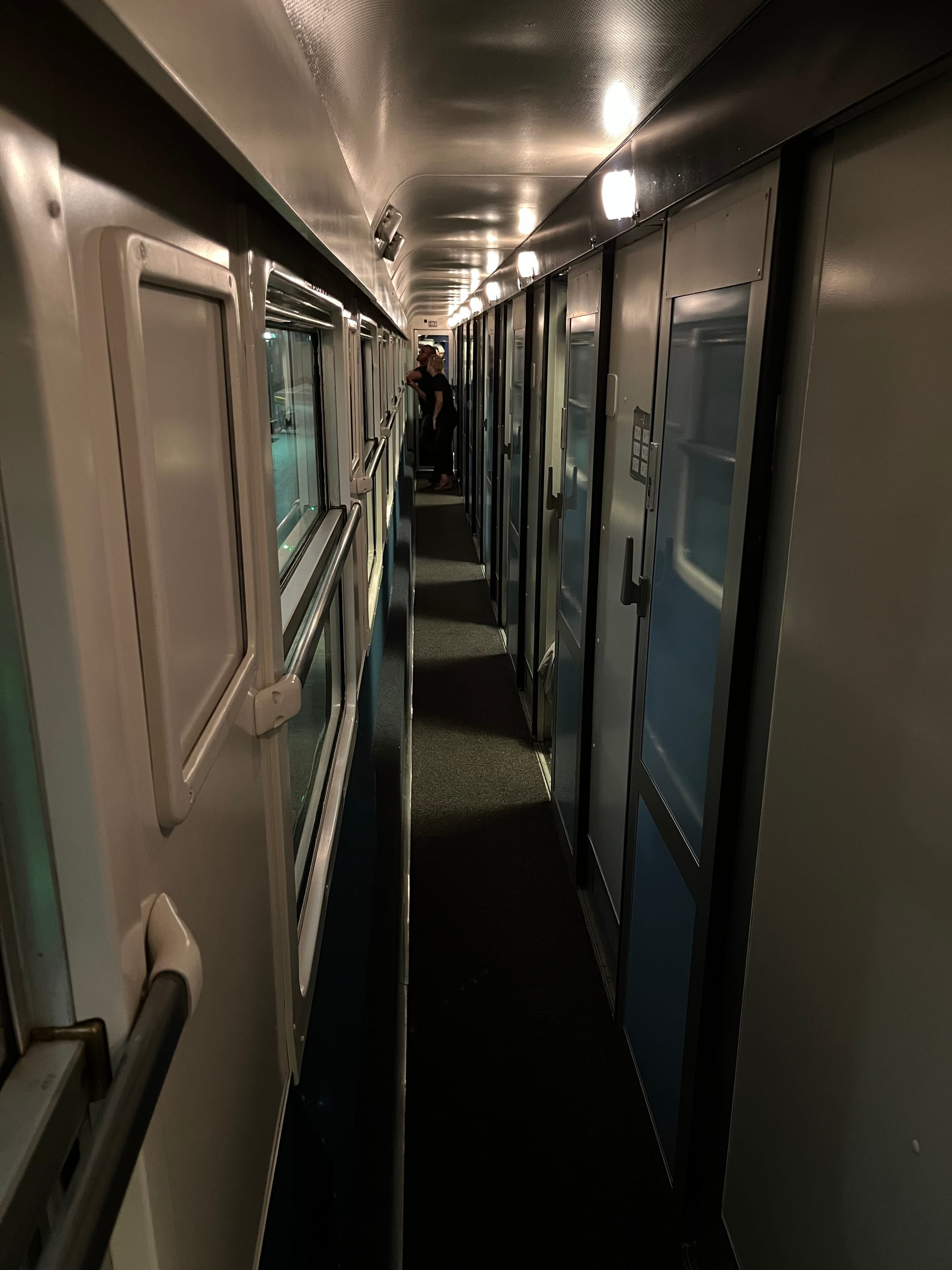 Corridor in a Corail couchette carriage