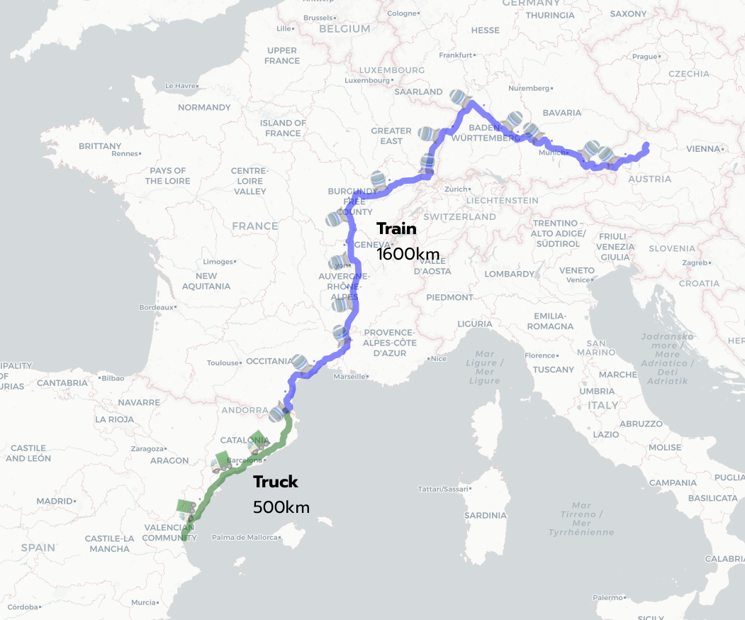 How they should transport the trains - by rail through France.