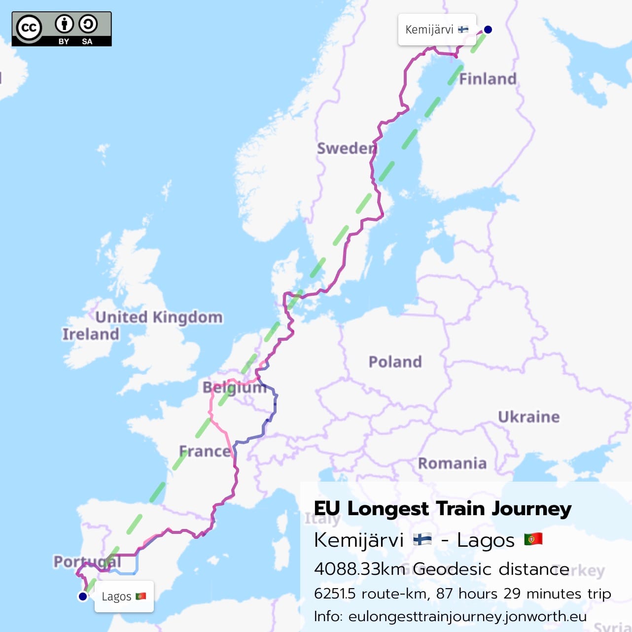 The longest train journey in the EU