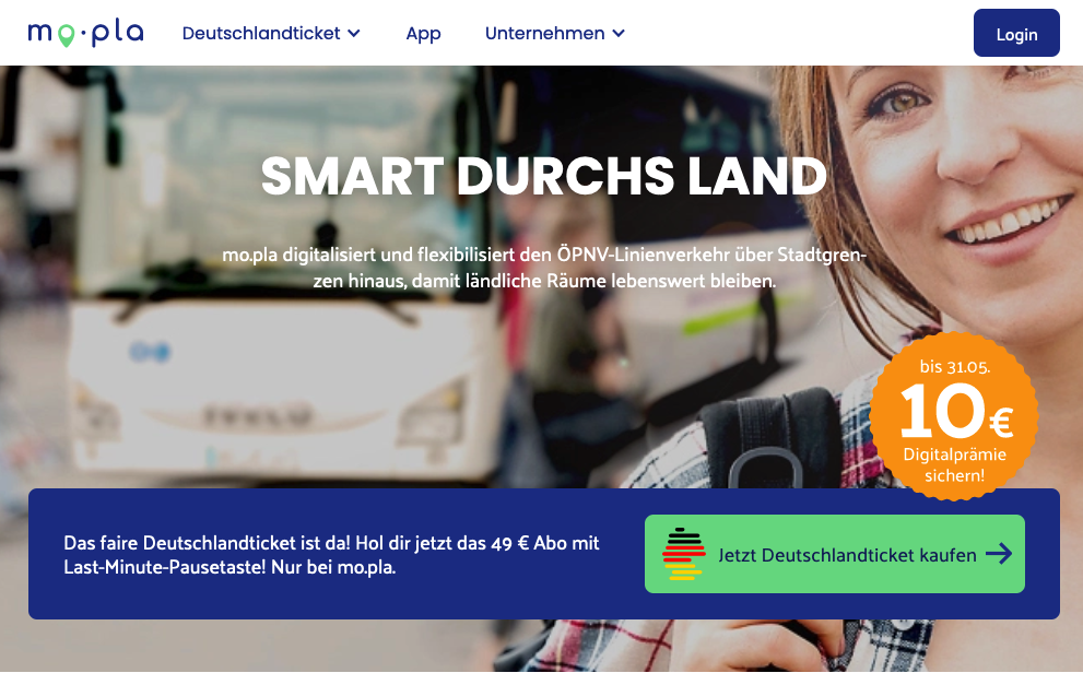 DeutschlandTicket as a tourist? Buy it from mo.pla