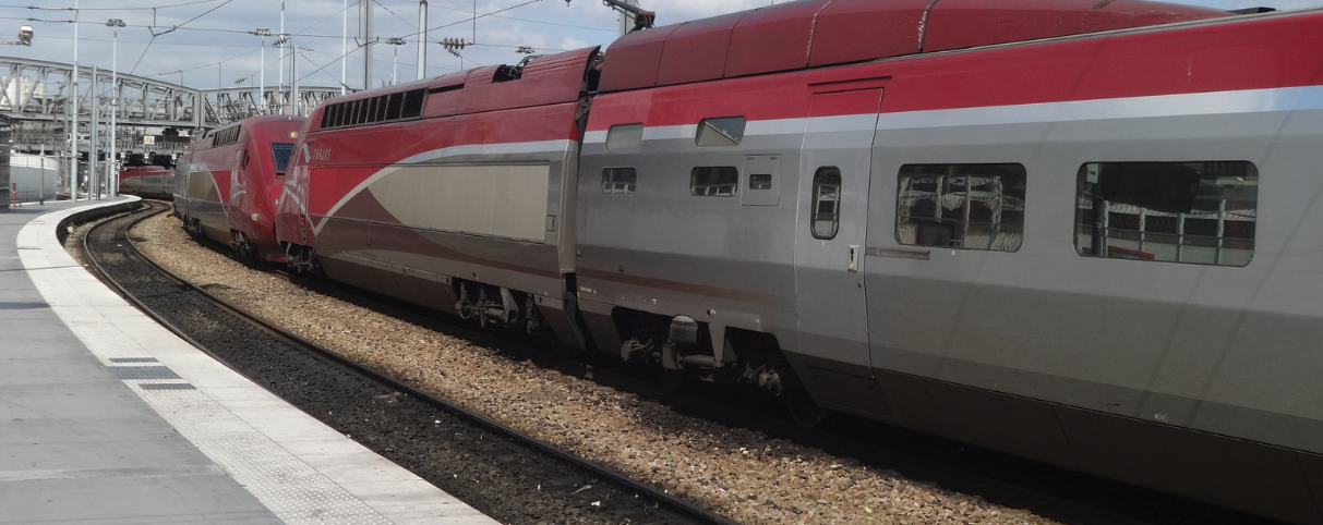 Double Thalys set - two 8 carriage trains coupled together to make a 16 carriage formation